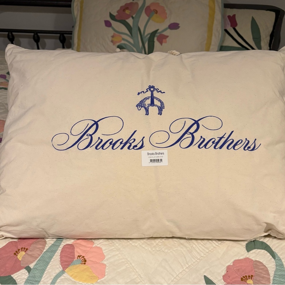Brooks Brothers WOOL and linen queen pillow 🆕 #100